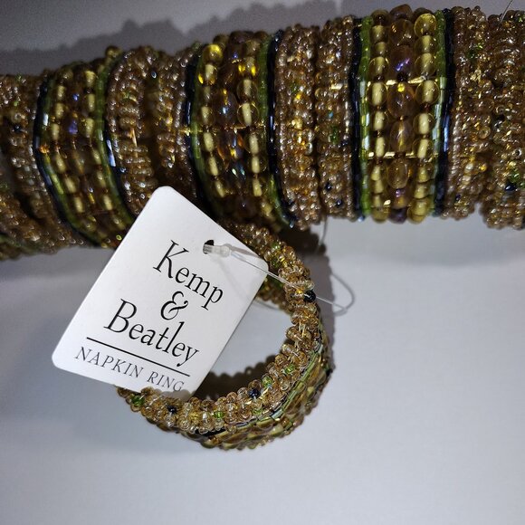 KEMP & BEATLEY 6 EARTH TONE BEADED NAPKIN RINGS MADE IN INDIA BEADS N BEADS - Picture 3 of 4